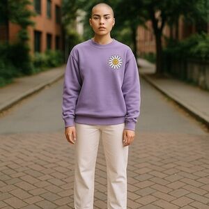 Chemistry Purple Crewneck Sweater with Daisy Graphic